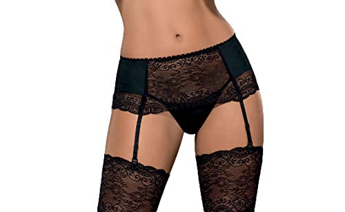 Selente Love & Fun zarter Damen-Strumpfgürtel mit feinem Slip als verführerisches Dessous-Set in toller Geschenkbox, Schwarz, L-XL von Selente