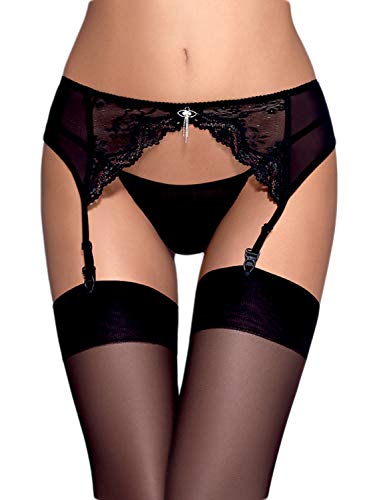 Selente Love & Fun zarter Damen-Strumpfgürtel mit feinem Slip als verführerisches Dessous-Set in toller Geschenkbox, Schwarz Schmuck, L-XL von Selente