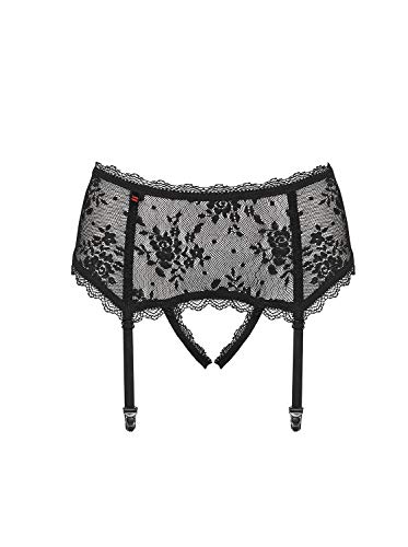 Selente Love & Fun zarter Damen-Strumpfgürtel als verführerisches Dessous-Set in toller Geschenkbox (L-XL, Schwarz-Schleife) von Selente