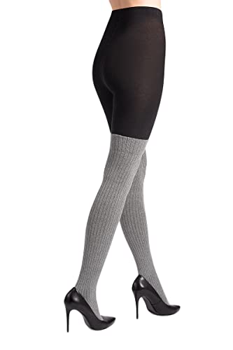 Selente Lovely Legs Damen Strumpfhose in Strapsstrumpf-Optik, made in EU, Schwarz-Graumelange, Gr. M von Selente