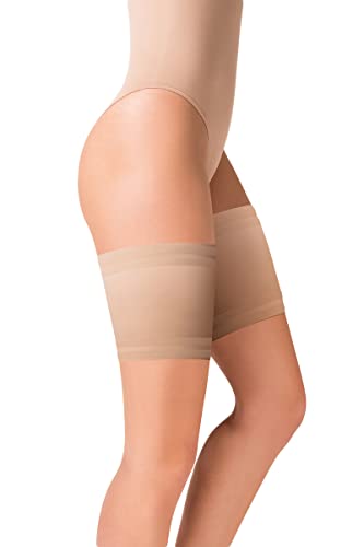 Selente Lovely Legs Damen elastische Oberschenkelbänder aus Satin, made in EU, Beige-Satin, XS-S von Selente