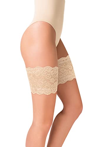 Selente Lovely Legs Damen elastische Oberschenkelbänder aus Spitze, made in EU, Ecru-Spitze, XL-XXL von Selente