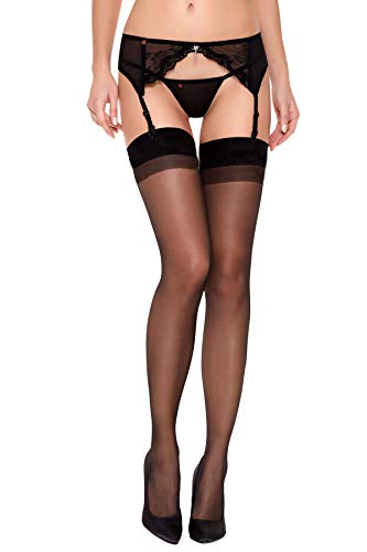 Selente Lovely Legs raffinierte Damen Strapsstrümpfe, 20 DEN, made in EU, schwarz, Gr. 3XL von Selente