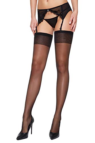 Selente Lovely Legs raffinierte Damen Strapsstrümpfe, verschiedene Modelle, 20-60 DEN, made in EU (L, schwarz-Rücknaht-2_20den) von Selente