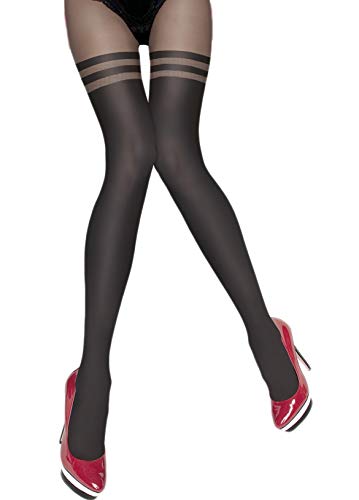 Selente Lovely Legs raffinierte Damen Strumpfhose in Strapsstrumpf-Optik, 60 DEN, made in EU, schwarz, Gr. S von Selente