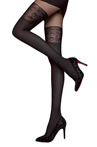 Selente Lovely Legs raffinierte Damen Strumpfhose in Strapsstrumpf-Optik, 60 DEN, made in EU, schwarz1, Gr. M von Selente