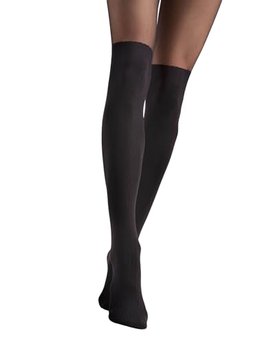 Selente Lovely Legs raffinierte Damen Strumpfhose in Strapsstrumpf-Optik, made in EU, Schwarz-Strumpfoptik-2, Gr. L von Selente