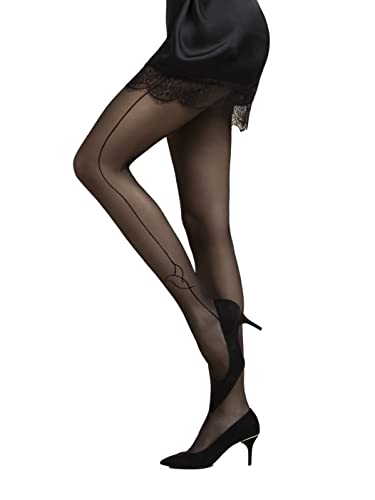 Selente Lovely Legs raffinierte Damen Strumpfhose mit Seitennaht, 20 DEN, schwarz-Seitennaht-Kolibri, Gr. XL von Selente