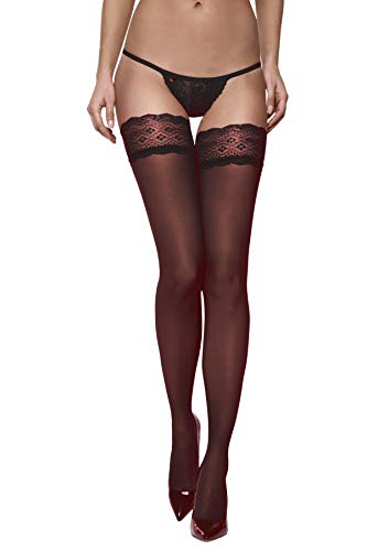 Selente Lovely Legs raffinierte halterlose Damen Strümpfe, 30 DEN, made in EU, schwarz-Rücknaht, Gr. L von Selente