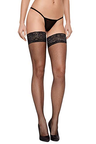 Selente Lovely Legs raffinierte halterlose Damen Strümpfe, 40 DEN, made in EU, schwarz-Netz, Gr. L von Selente