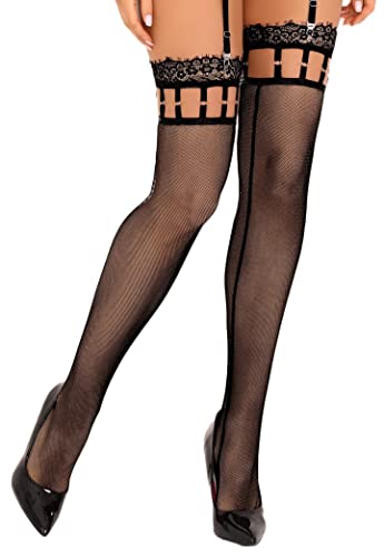 Selente Lovely Legs verführerische Damen Straps-Strümpfe, made in EU, schwarz-Bänder, Gr. L/XL von Selente