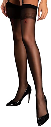 Selente Lovely Legs verführerische Damen Straps-Strümpfe, made in EU, schwarz-Rücknaht, Gr. L von Selente