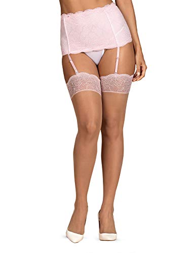 Selente Lovely Legs verführerische Damen Straps-Strümpfe mit edler Spitze, made in EU (S/M, Hellrosa) von Selente