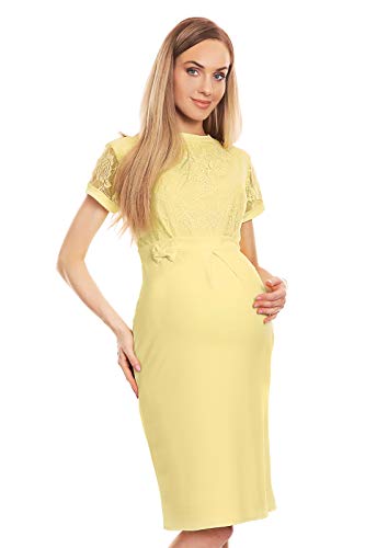 Selente Mummy Love Damen Umstandskleid (Made in EU) Schwangerschaftskleid mit Stillfunktion, mit Spitze Gelb, Gr. L-XL von Selente