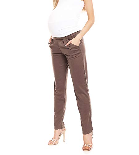 Selente Mummy Love Damen Lange Umstandshose/Umstandsleggins/Umstandstreggins (Made in EU) für die Schwangerschaft, Hose gerader Schnitt Cappuccino, S-M von Selente