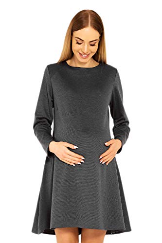 Selente Mummy Love 1359c modisches Umstandskleid (Made in EU) Schwangerschaftskleid Umstands-Freizeitkleid, Langarm Dunkelgrau, Gr. XXL von Selente