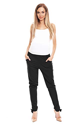 Selente Mummy Love Damen Lange Umstandshose/Umstandsleggins/Umstandstreggins (Made in EU) für die Schwangerschaft, Hose mit Schleife Schwarz, L-XL von Selente