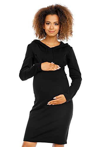 Selente Mummy Love Damen Umstandskleid (Made in EU) Schwangerschaftskleid mit Stillfunktion, Sweatkleid Schwarz, Gr. S-M von Selente