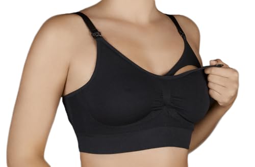 Selente Mummy Love Damen gemütlicher Still-BH/Bustier ohne Bügel mit Wäschenetz, Schwarz Nahtlos, Gr. M von Selente