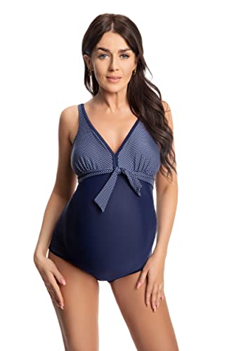 Selente Mummy Love Umstands-Bademode/Schwangerschafts-Badeanzug / -Tankini Made in EU, Badeanzug Dunkelblau mit Punkte, Gr. 38 von Selente