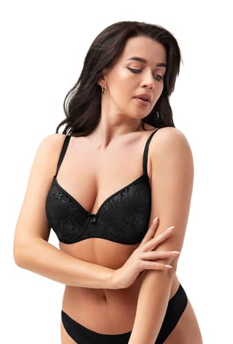 Selente My Secret BH5 Damen gepolsterter Bügel-BH (Made in EU) mit idealer Passform, Schwarz mit Spitze, Gr. 90F von Selente
