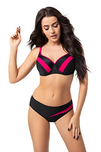 Selente My Secret D8072 attraktiver Bikini mit Bügel-Top (Made in EU), Schwarz/Dunkelpink, Gr. 75D/Slip 38 von Selente