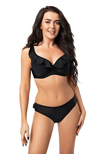 Selente My Secret D8377 attraktiver Bikini mit Bügel-Top (Made in EU), Schwarz Rüschen, Gr. 75F/Slip 38 von Selente