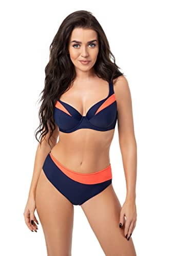 Selente My Secret Damen D7319 moderner Bikini mit Bügel-Top in großen Größen (Made in EU), Marineblau/Orange, Gr. 80E/Slip 40 von Selente