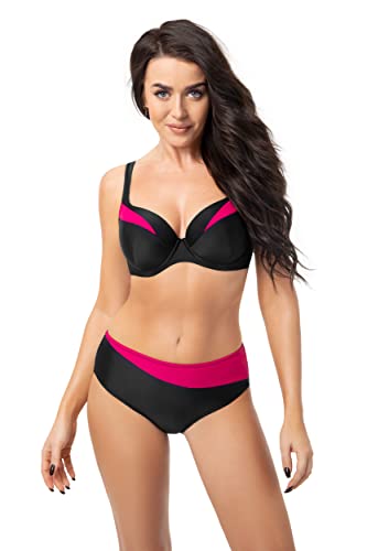 Selente My Secret Damen D7319 moderner Bikini mit Bügel-Top in großen Größen (Made in EU), Schwarz/Dunkelpink, Gr. 80E/Slip 40 von Selente