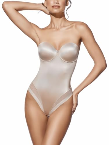 Selente My Secret Damen attraktiver Shapingbody mit Bügel und gepolsterten Cups, ohne Träger Beige, Gr. 90C von Selente