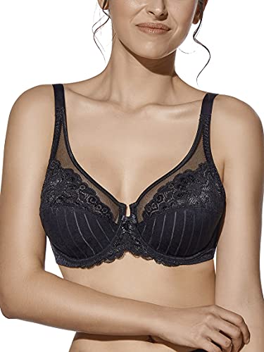 Selente My Secret Damen ungepolsterter Soft-BH mit Bügel und Spitze mit exklusivem Wäschenetz, schwarz, Gr. 85E von Selente