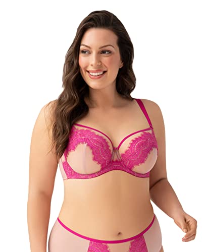 Selente My Secret K764 Damen Spitzen-BH große Größen Made in EU mit exklusivem Wäschenetz, Pink/Beige, Gr. 95E von Selente