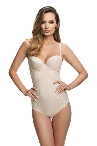 Selente My Secret sw03 Shapingbody (Made in EU) figurformder Body mit integriertem BH und zarten Spitzendetails, beige mit BH, Gr. 75E von Selente