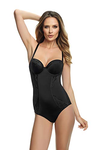 Selente My Secret sw03 Shapingbody (Made in EU) figurformder Body mit integriertem BH und zarten Spitzendetails, schwarz mit BH, Gr. 75C von Selente