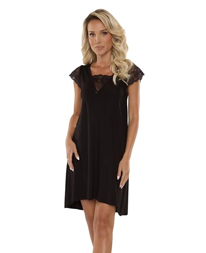 Selente Sweet Dreams Bezauberndes knielanges Nachthemd/Negligee mit Spitze, Kurzarm Spitze, Gr. M (38) von Selente