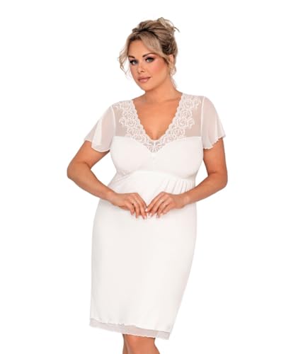 Selente Sweet Dreams Damen Plussize Nachthemd/Negligee mit edler Spitze, Ecru Kurzarm, Gr. 48 Selente Sweet Dreams Damen Plussize Nachthemd/Negligee mit edler Spitze, Ecru Kurzarm, Gr. 48 von Selente