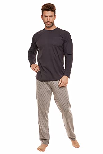 Selente Sweet Dreams moderner Herren Schlafanzug aus weicher Baumwolle, (XXL, Anthrazit mit Alloverdruck) von Selente