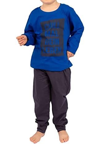 Selente Sweet Dreams modernes Kinder Schlafanzug/Pyjama, aus 100% weicher Baumwolle, Blau/Anthrazit, Gr. 152 von Selente