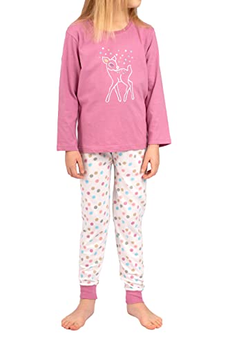Selente Sweet Dreams modernes Kinder Schlafanzug/Pyjama, aus 100% weicher Baumwolle, Weiß/Rosa, Gr. 116/122 von Selente
