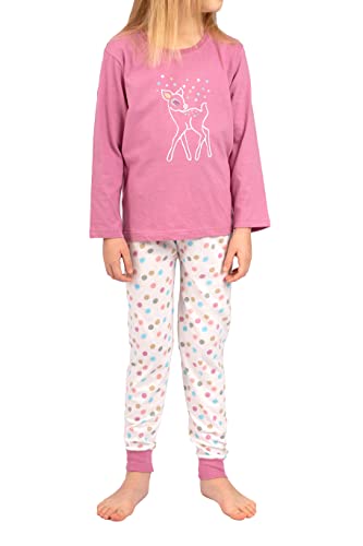 Selente Sweet Dreams modernes Kinder Schlafanzug/Pyjama, aus 100% weicher Baumwolle, Weiß/Rosa, Gr. 92/98 von Selente