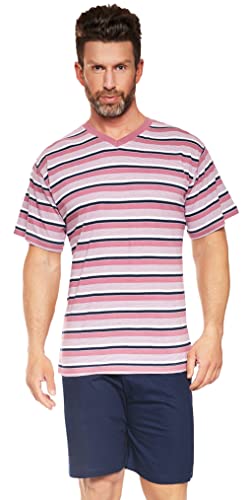 Selente Sweet Dreams modernes und bequemes Herren Shorty, aus 100% weicher Baumwolle, Rose-Marine-gestreift, Gr. XXL von Selente