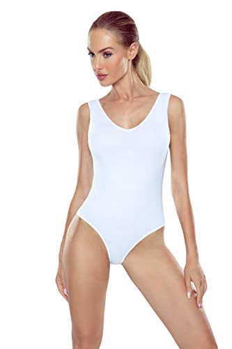 Selente #fashionista Anais Damen Body/Blusenbody aus Baumwolle (made in EU), Träger Weiß, Gr. L von Selente