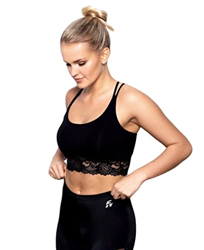 Selente fit for Fun Aurora Sport-BH/Sport-Top/Bustier Leichter Halt ohne Bügel, ungepolstert Spitze Schwarz, Gr. XL von Selente