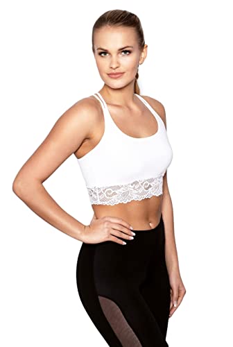 Selente fit for Fun Aurora Sport-BH/Sport-Top/Bustier Leichter Halt ohne Bügel, ungepolstert Spitze Weiß, Gr. XL von Selente