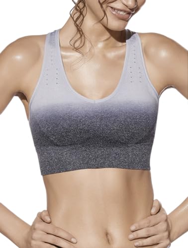 Selente fit for Fun modischer Sport-BH mit mittlerem Halt ohne Bügel, gepolstert Grau, Gr. L von Selente