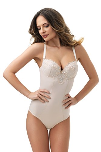 Selente sw01 Shapingbody (Made in EU) figurformder Bügel-Body mit eleganter Spitzenverzierung, beige gepolstert, Gr. 75D von Selente