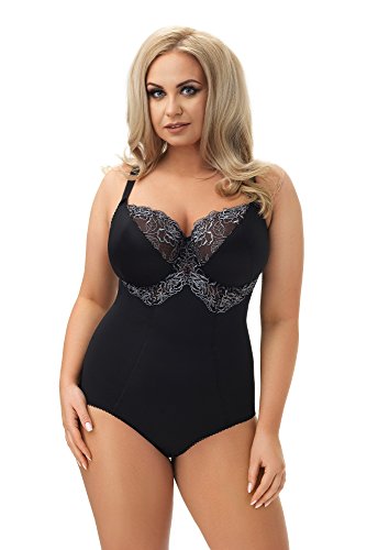 Selente sw02 Shapingbody (Made in EU) figurformder Bügel-Body mit eleganter Spitzenverzierung, schwarz ungepolstert, Gr. 90E von Selente