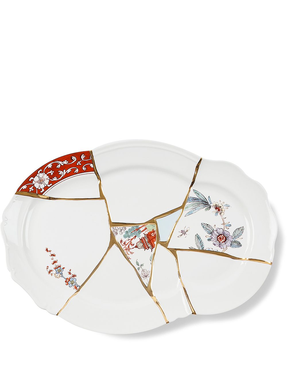 Seletti Kintsugi Tablett aus Porzellan 29cm - Weiß von Seletti