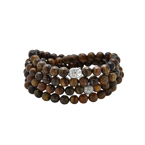 Buddha-Charme-Meditationsschmuck aus 108 Mala-Gebetsperlen, Armband oder Halskette (Braunes Tigerauge (Brown Tiger Eye)) von Self-Discovery Mala