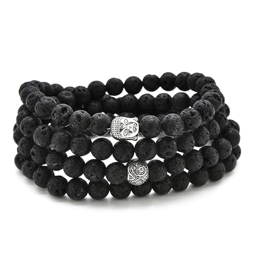 Buddha-Charme-Meditationsschmuck aus 108 Mala-Gebetsperlen, Armband oder Halskette (Lava) von Self-Discovery Mala